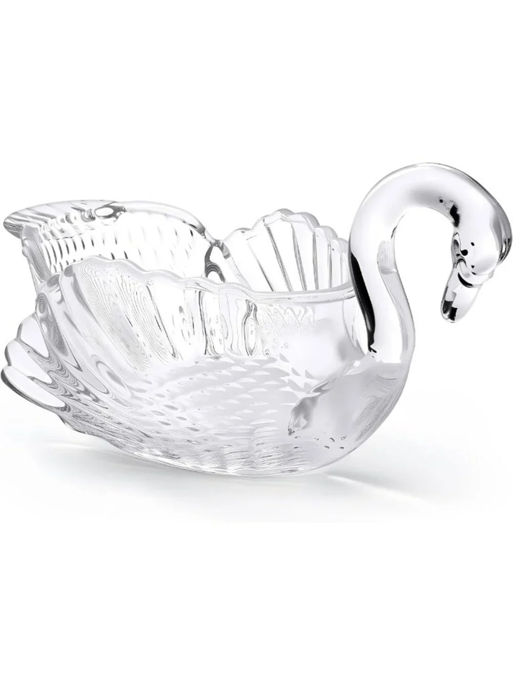 Elegant 9.8'' Crystal Swan Bowl - Decorative Glass Centerpiece for Candy